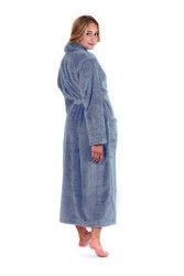 LILLY dámský extra chlupatý župan se šálovým límcem - Denim, vel. S, galerie